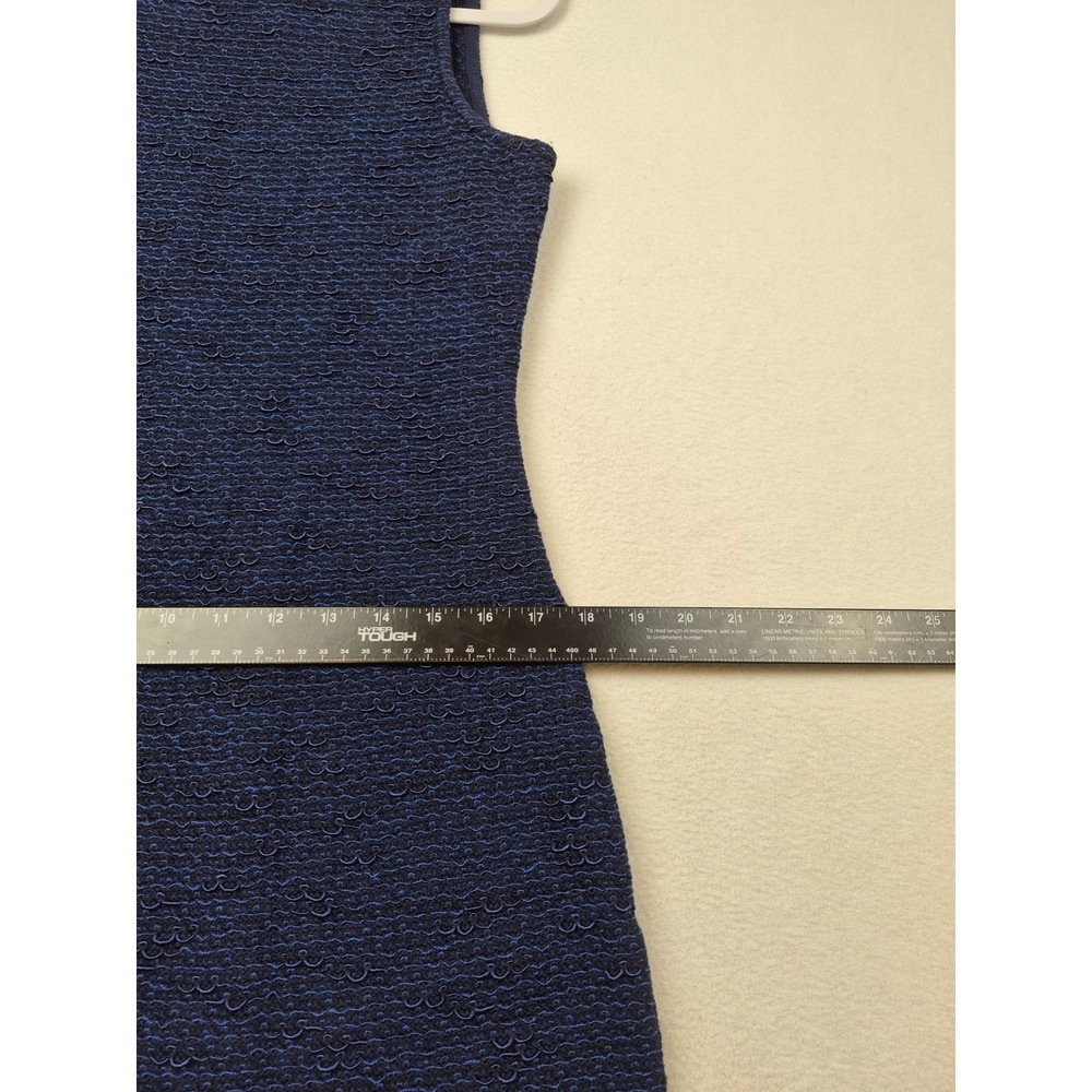 St John Dress Womens Size 10 Tweed Knit Navy Blue Textured Professional - Picture 13 of 16